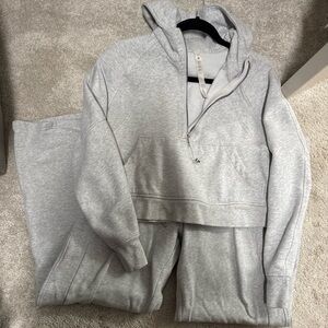 Lululemon grey scuba hoodie and sweatpants set